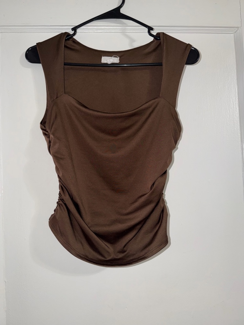 Women's Square Neck Brown Tank Top